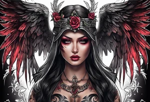 angel of death with a skull head tattoo idea