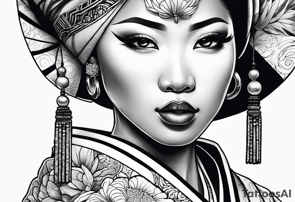 African geisha Japanese traditional style tattoo tattoo idea