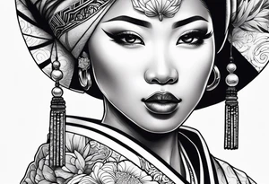 African geisha Japanese traditional style tattoo tattoo idea