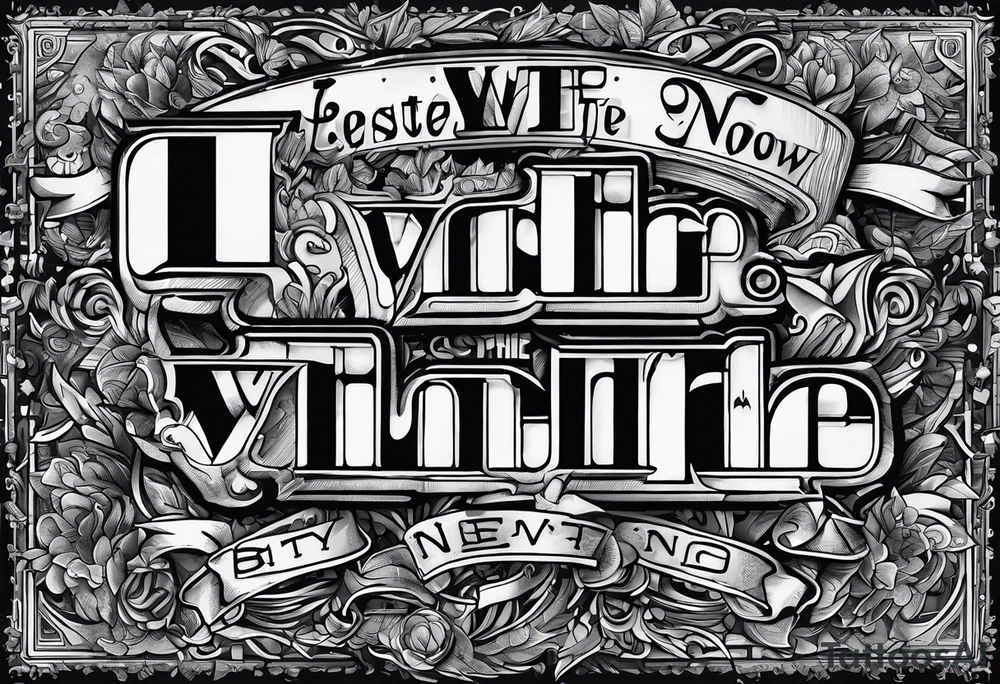 The words, "Why Not Now", written in pixelated letters and surrounded by video game characters. tattoo idea