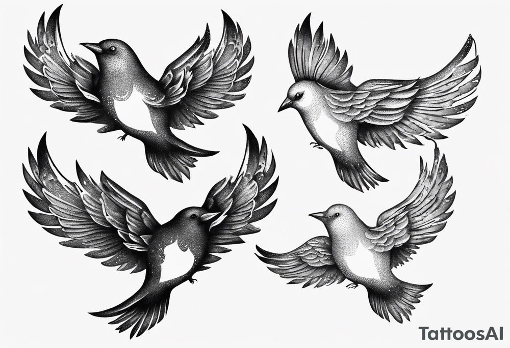 Three birds flying different sizes tattoo idea