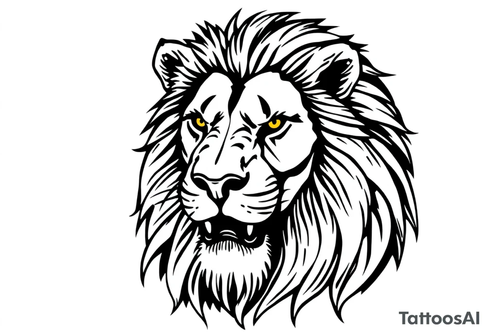 powerful majestic lion, close-up tattoo idea