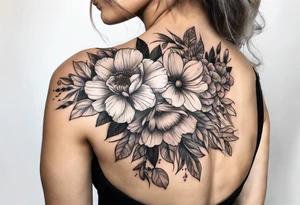Floral with flowers biceps tattoo idea