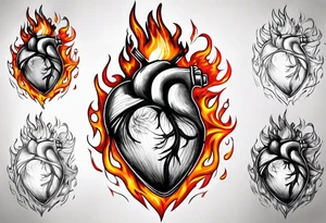real heart on fire tattoo idea