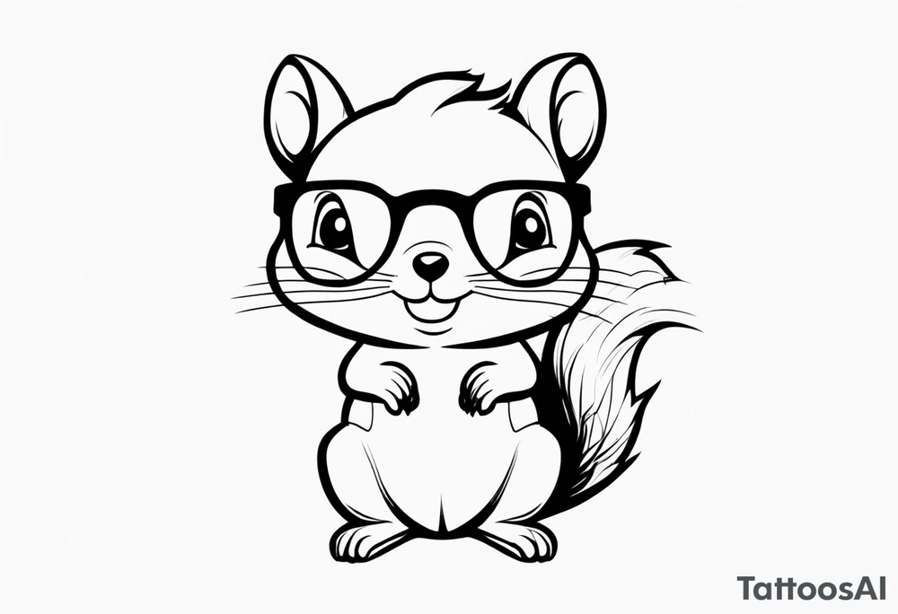 cute squirrel with glasses on tattoo idea