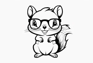 cute squirrel with glasses on tattoo idea