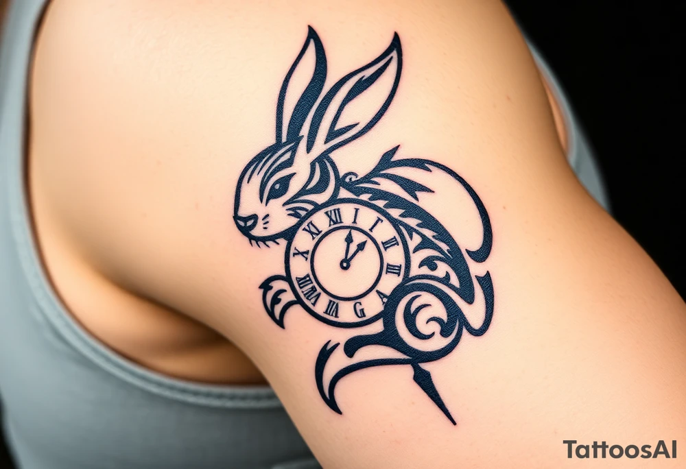 Rabbit with a Clock tattoo idea