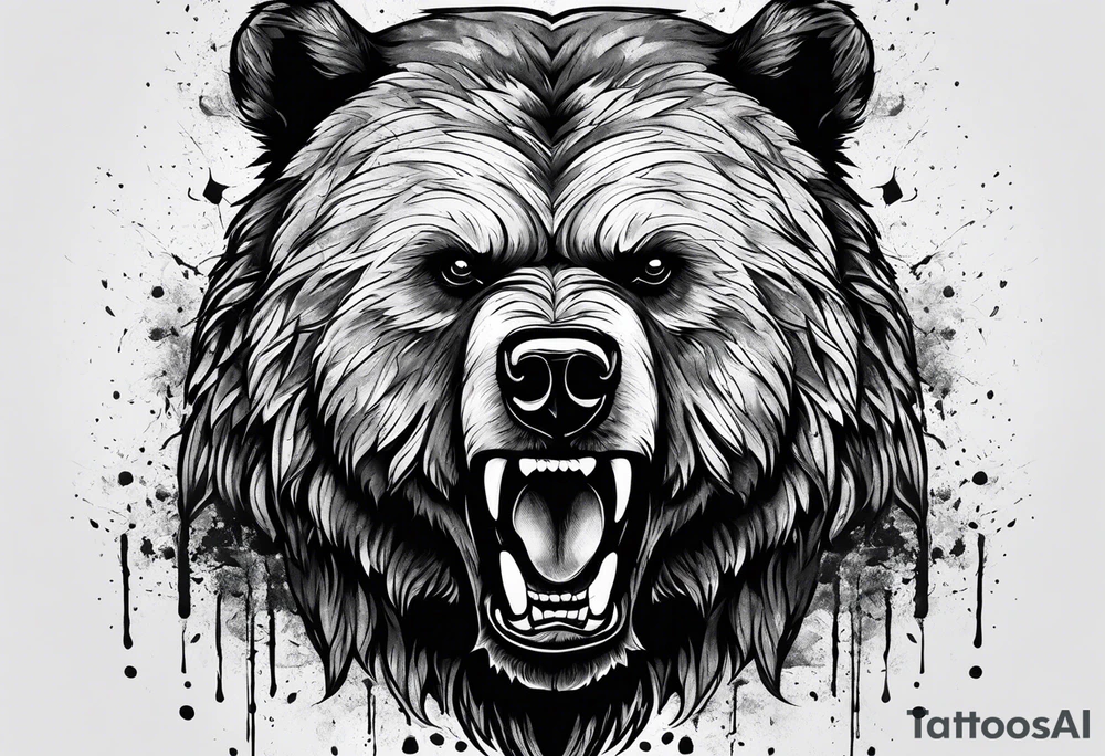 angry bear tattoo idea