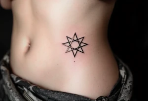A rose gold eight-pointed star tattoo adds elegance, love, and self-worth. tattoo idea