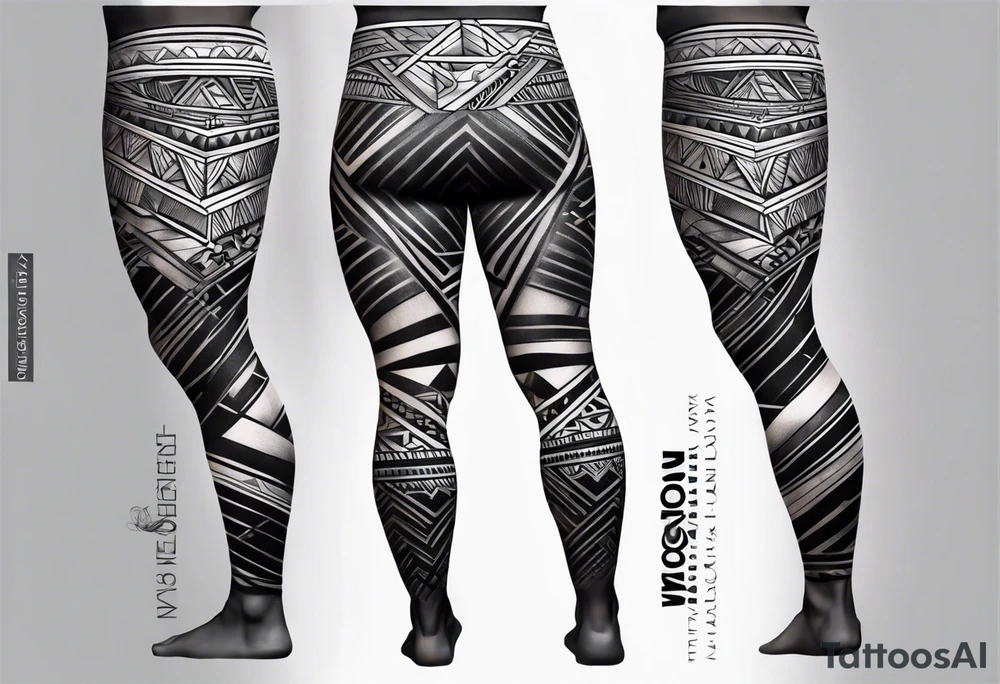 Back to Full leg sleeve and tribal and geometric tattoo idea
