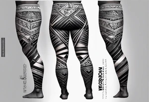 Back to Full leg sleeve and tribal and geometric tattoo idea