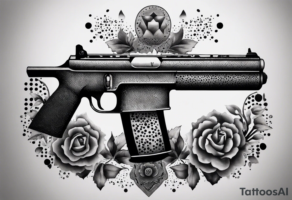 The letters AR with pistols on each side tattoo idea