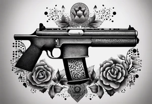 The letters AR with pistols on each side tattoo idea