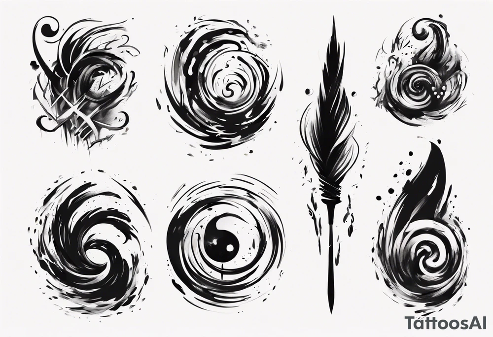 Brush stroke drawing time tattoo idea
