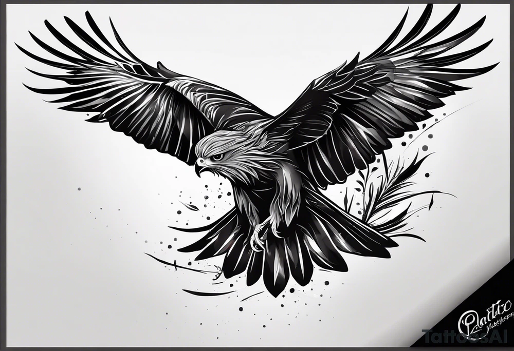 I want a tattoo for my daughter, her name is Daya which means black kite. I also love natur and I'm a climate change activist. Make the black kite soft, little more child like. For small tattoo. Lass details. Add climate element's. Colorfull and happy tattoo idea