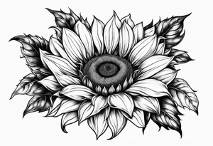 Leg sleeve sunflower tattoo idea