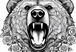 Bondage rose mouth bear tattoo idea
