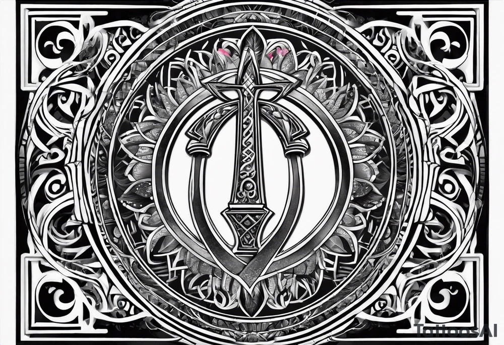 ankh mixed with Libra Zodiac Sign tattoo idea