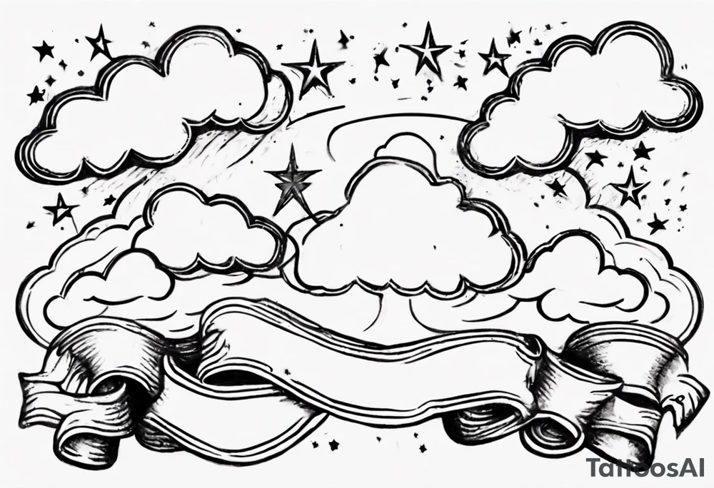 a cloud with the stars and the word sagittarius with the date 12.08.05 tattoo idea
