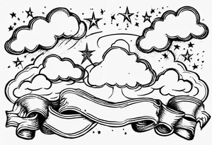 a cloud with the stars and the word sagittarius with the date 12.08.05 tattoo idea