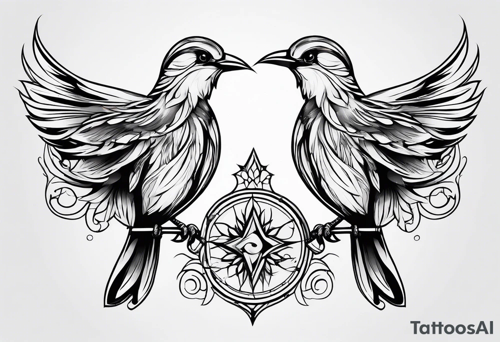 outline of two birds tattoo idea