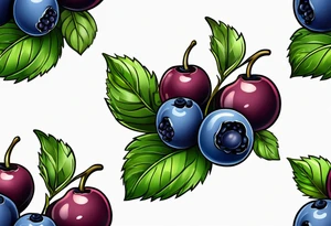 3 blueberries with a leaf tattoo idea