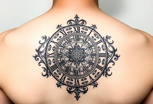 vintage roman numerals within ornate clockwork mechanism tattoo idea