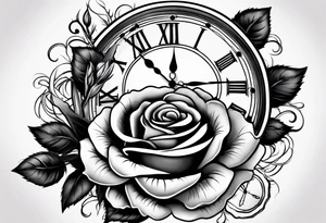 Roses and clock tattoo idea