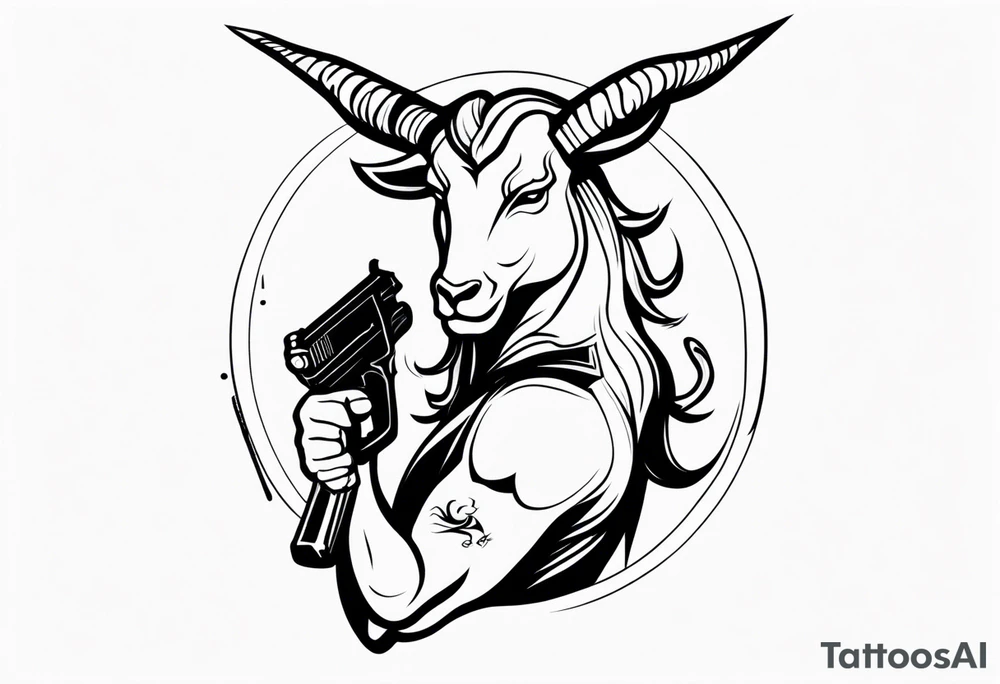 capricorn man with gun tattoo idea
