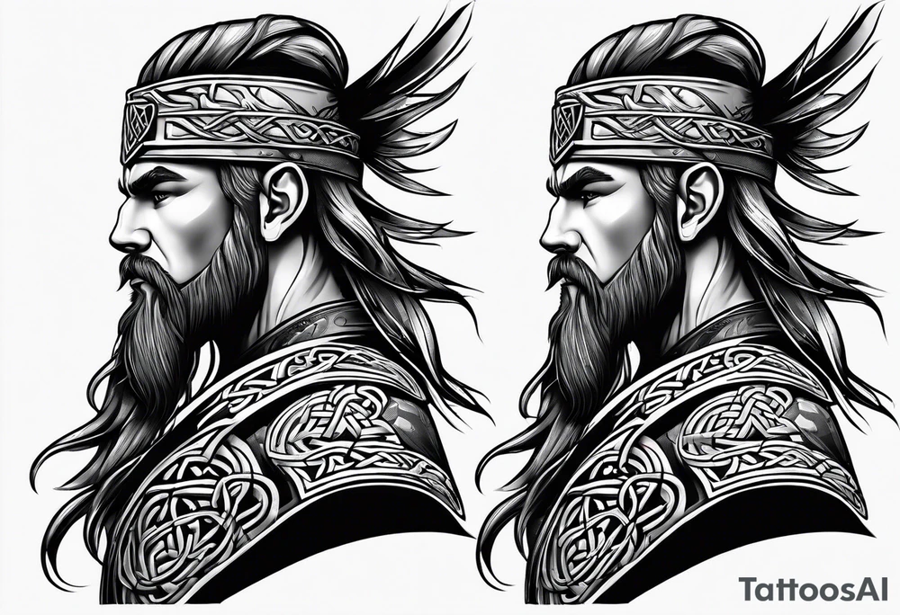 Celtic warrior full body side profile tattoo idea