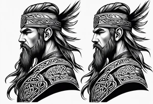 Celtic warrior full body side profile tattoo idea
