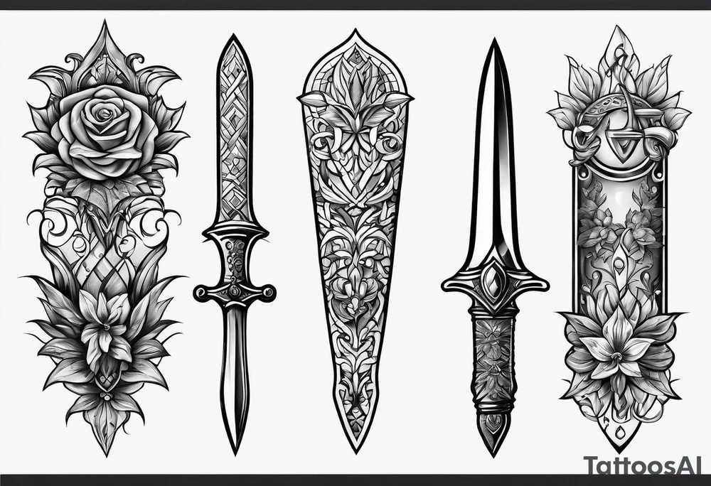 glass dagger tattoo idea