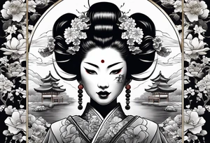 geisha pulling off hannya mask tattoo idea