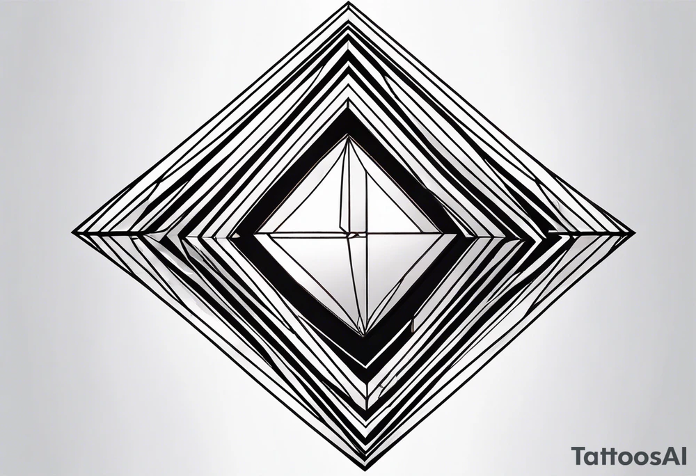 simple line tattoo of geometric elongated diamond split down the middle into 2 reflective 
shapes tattoo idea