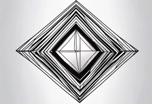 simple line tattoo of geometric elongated diamond split down the middle into 2 reflective 
shapes tattoo idea