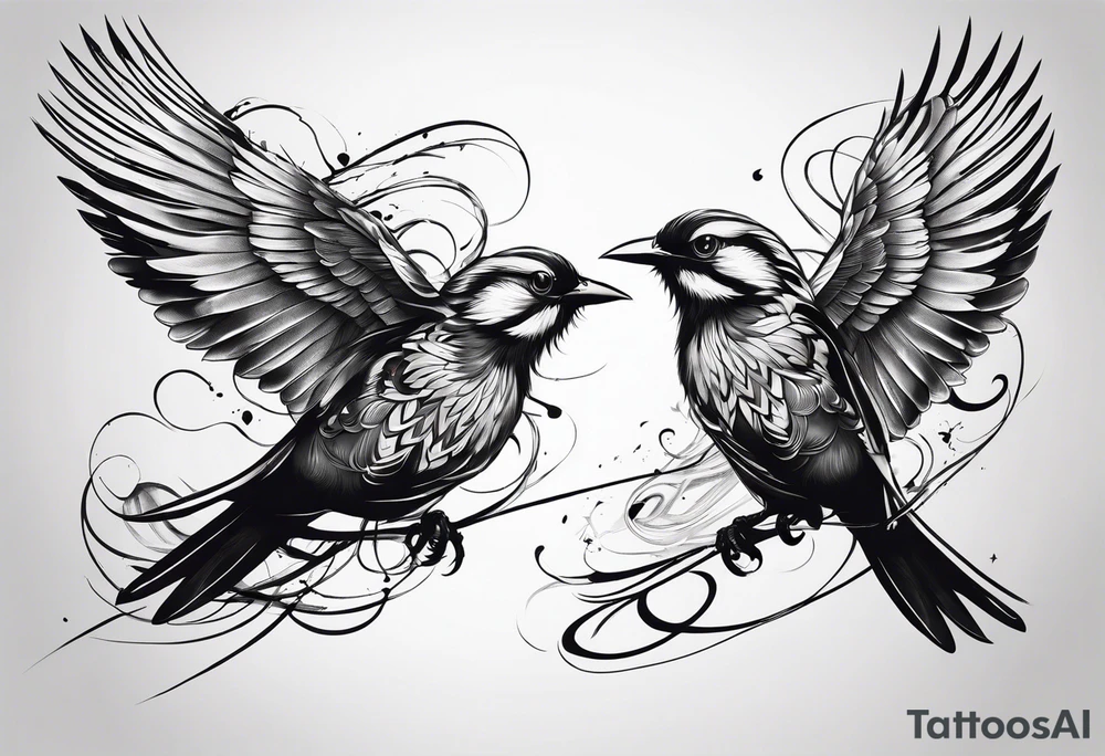 Two birds flying tattoo idea