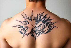 legendary dragonball z scene with energy aura and power effects tattoo idea
