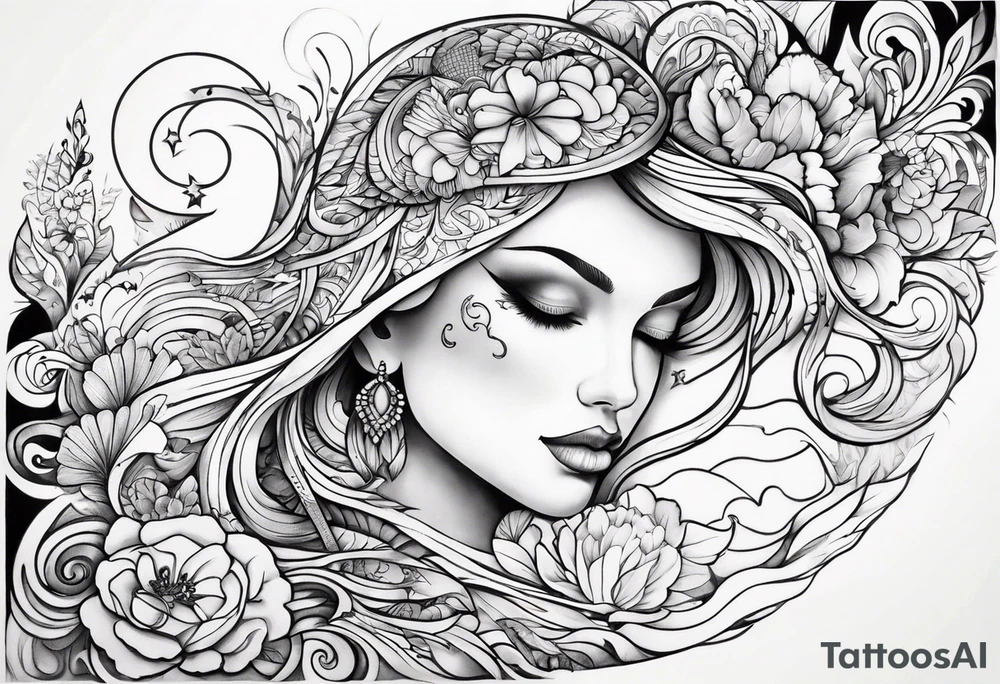 Half sleeve love design tattoo idea