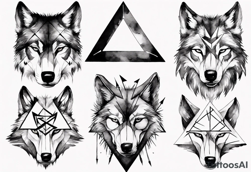wolf head with a triangle on forehead tattoo idea
