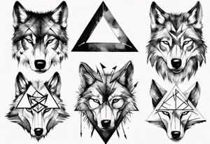 wolf head with a triangle on forehead tattoo idea