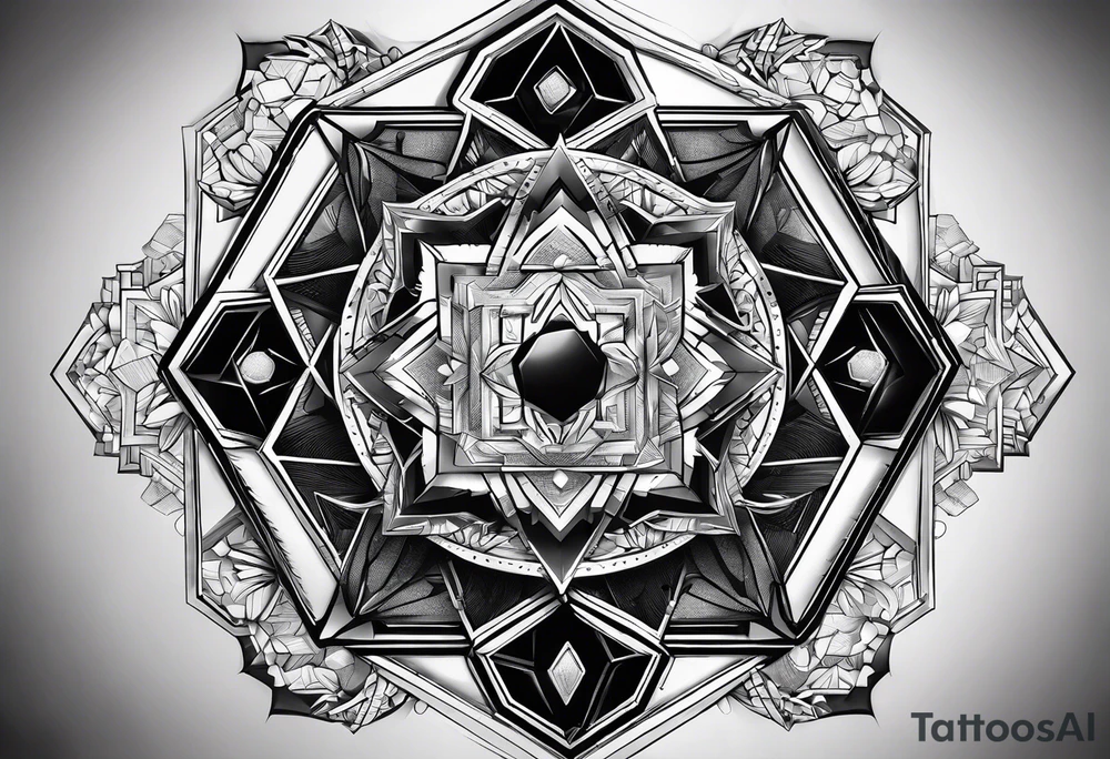black hexagon computer parts tattoo idea