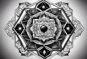 black hexagon computer parts tattoo idea