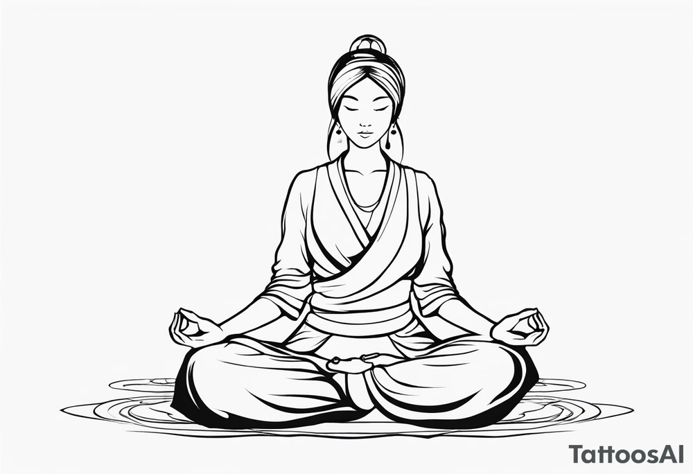 Lotus sitting position,meditating pose, silhuette, wuxia tattoo idea