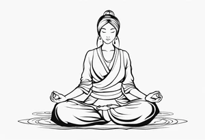 Lotus sitting position,meditating pose, silhuette, wuxia tattoo idea