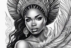 african mermaid in clam shell tattoo idea