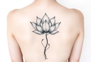 Lotus unalome with stems and leaves underboob tattoo idea
