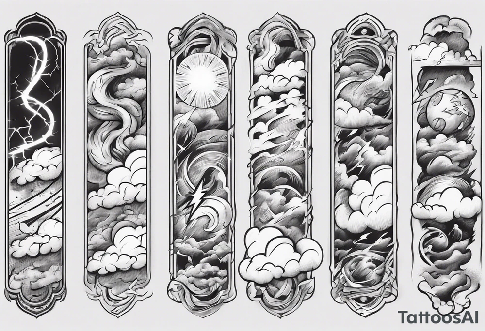 forearm sleeve lightning and clouds pattern tattoo idea forearm sleeve lightning and clouds pattern tattoo idea