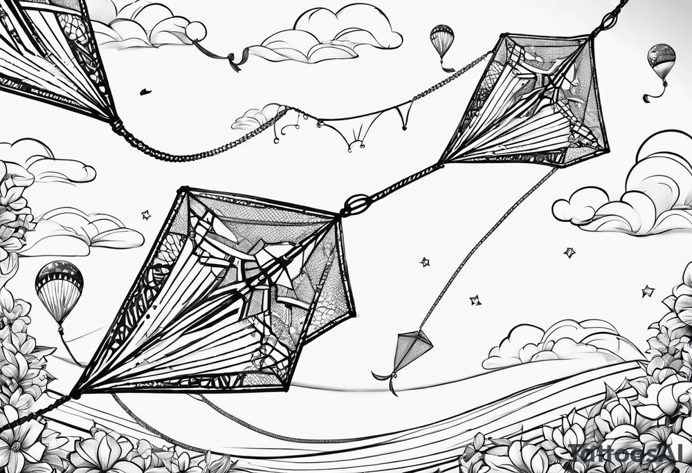 "Go Fly A Kite" spelled out in kite string tattoo idea