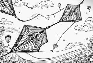 "Go Fly A Kite" spelled out in kite string tattoo idea