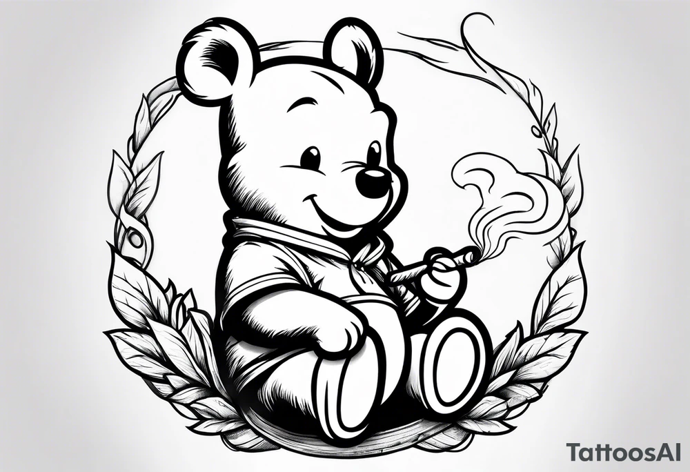 Winnie Pooh smoking joint tattoo idea